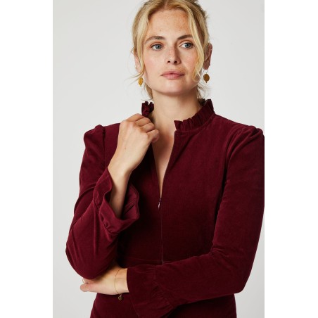 Limited Edition Zip Front Stretch Corduroy Jumpsuit | Wine Just Launched