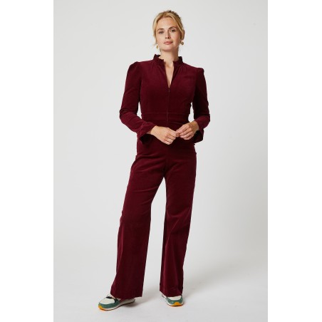 Limited Edition Zip Front Stretch Corduroy Jumpsuit | Wine Just Launched