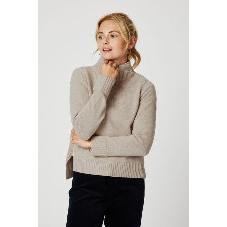 Limited Edition Merino Wool Zip Neck Jumper | Oat/Cream In Stock