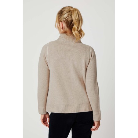 Limited Edition Merino Wool Zip Neck Jumper | Oat/Cream In Stock