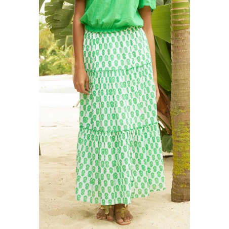 Limited Edition Bea Organic Cotton Skirt | White/Green