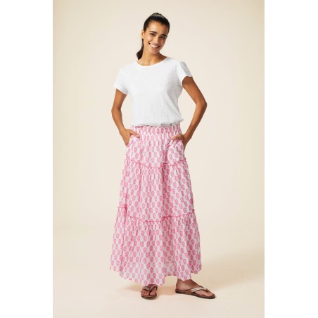 Limited Edition Bea Organic Cotton Skirt | White/Pink Hot New Item