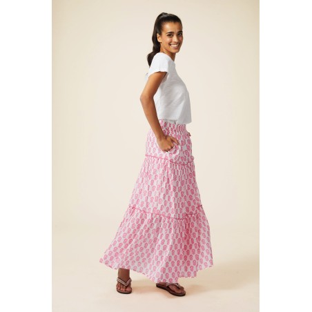 Limited Edition Bea Organic Cotton Skirt | White/Pink Hot New Item