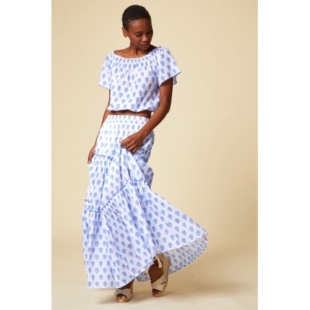 Limited Edition Bea Organic Cotton Skirt | Pineapple White/Blue New Collection