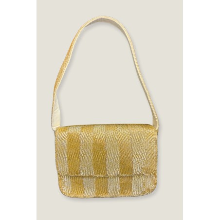 Limited Edition Beaded Strap Handbag | Chevron Gold Available for Immediate Shipping