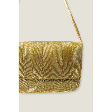 Limited Edition Beaded Strap Handbag | Chevron Gold Available for Immediate Shipping