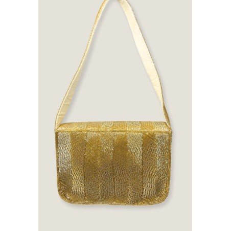 Limited Edition Beaded Strap Handbag | Chevron Gold Available for Immediate Shipping