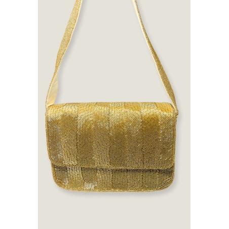 Limited Edition Beaded Strap Handbag | Chevron Gold Available for Immediate Shipping