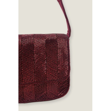 Limited Edition Beaded Strap Handbag | Chevron Wine New Release