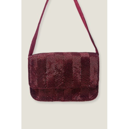 Limited Edition Beaded Strap Handbag | Chevron Wine New Release