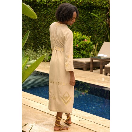 Limited Edition Matilda Embroidered Kaftan | Sand/Gold