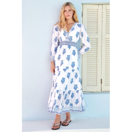 Limited Edition Billie Block Print Dress | Daliya Buta Blue Hot New Item