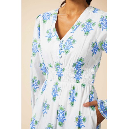 Limited Edition Billie Block Print Long Sleeve Dress | Blue/Green Just In