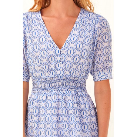 Limited Edition Billie Dress | Circle Geo Blue Available for Immediate Shipping