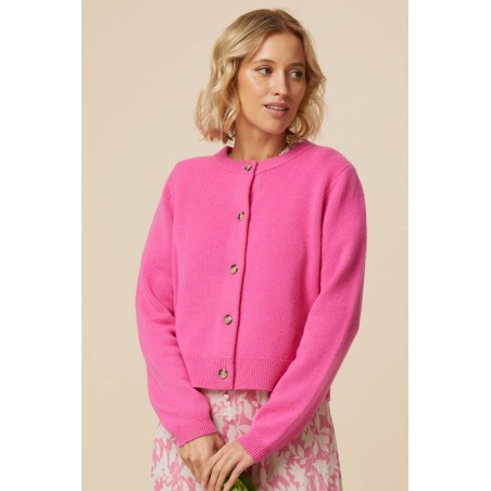 Limited Edition Merino Wool Brittany Cardigan | Bright Pink On Hand Now