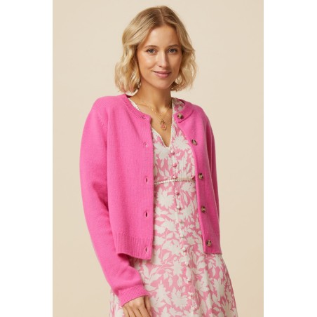 Limited Edition Merino Wool Brittany Cardigan | Bright Pink On Hand Now