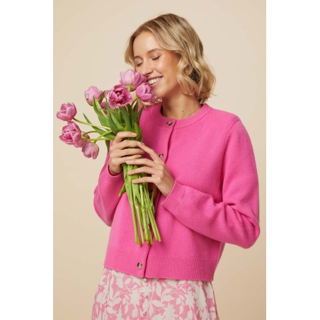 Limited Edition Merino Wool Brittany Cardigan | Bright Pink On Hand Now