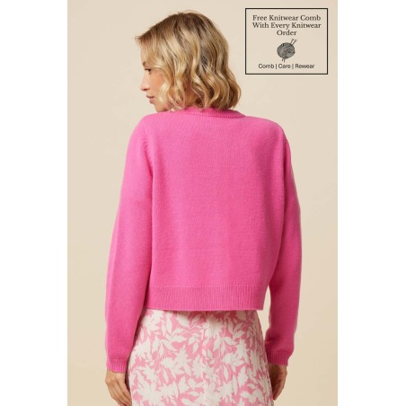 Limited Edition Merino Wool Brittany Cardigan | Bright Pink On Hand Now