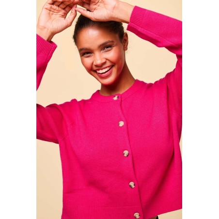 Limited Edition Merino Wool Brittany Cardigan | Party Pink