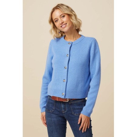 Limited Edition Merino Wool Brittany Cardigan | Serene Blue Hot New Item