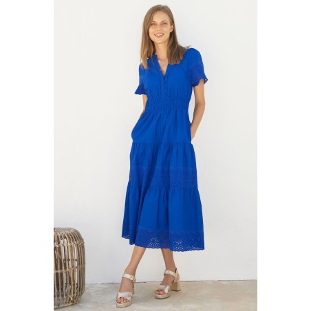 Limited Edition Broderie Sienna Dress | Cobalt New Stock