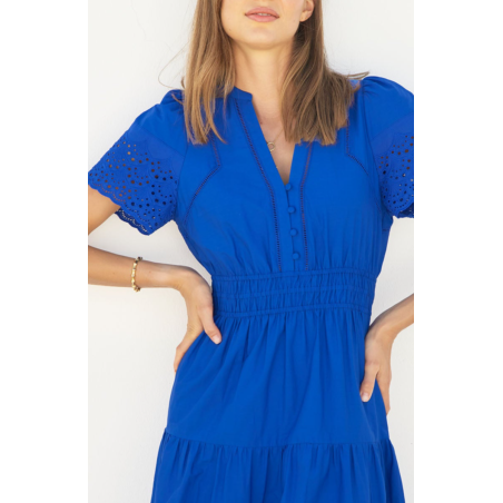 Limited Edition Broderie Sienna Dress | Cobalt New Stock