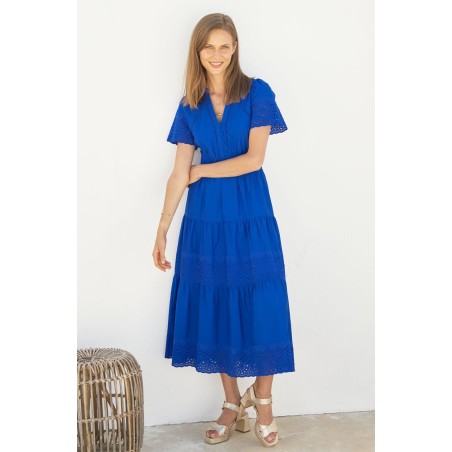 Limited Edition Broderie Sienna Dress | Cobalt New Stock