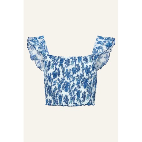 Limited Edition Bryony Top | Fancy Floral White/Blue Latest Edition