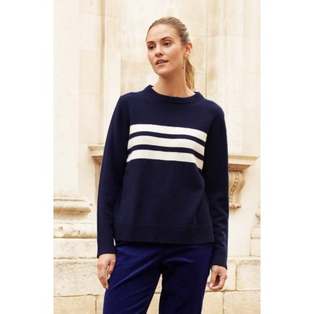 Limited Edition Merino Wool Cali Jumper | Navy/Cream Limited Stock