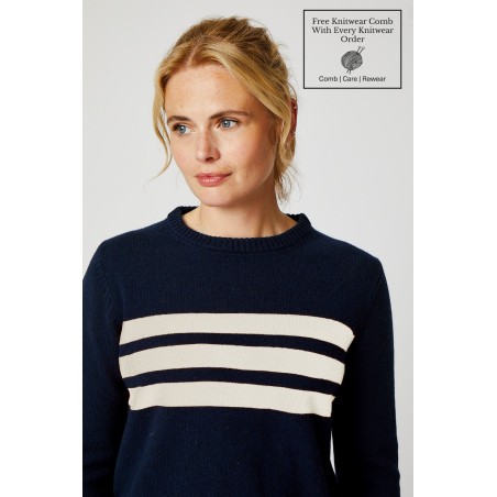 Limited Edition Merino Wool Cali Jumper | Navy/Cream Limited Stock